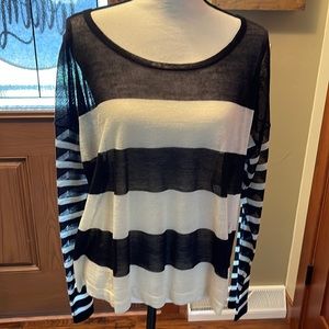 Loft Black and cream sheer sweater. Size L